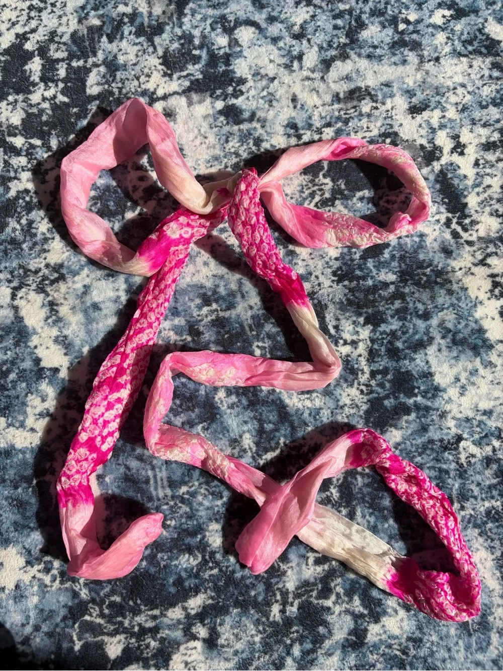 Hand Dyed Japanese Silk Skinny Scarf | Ribbon Belt Hair Tie Boho Coquette